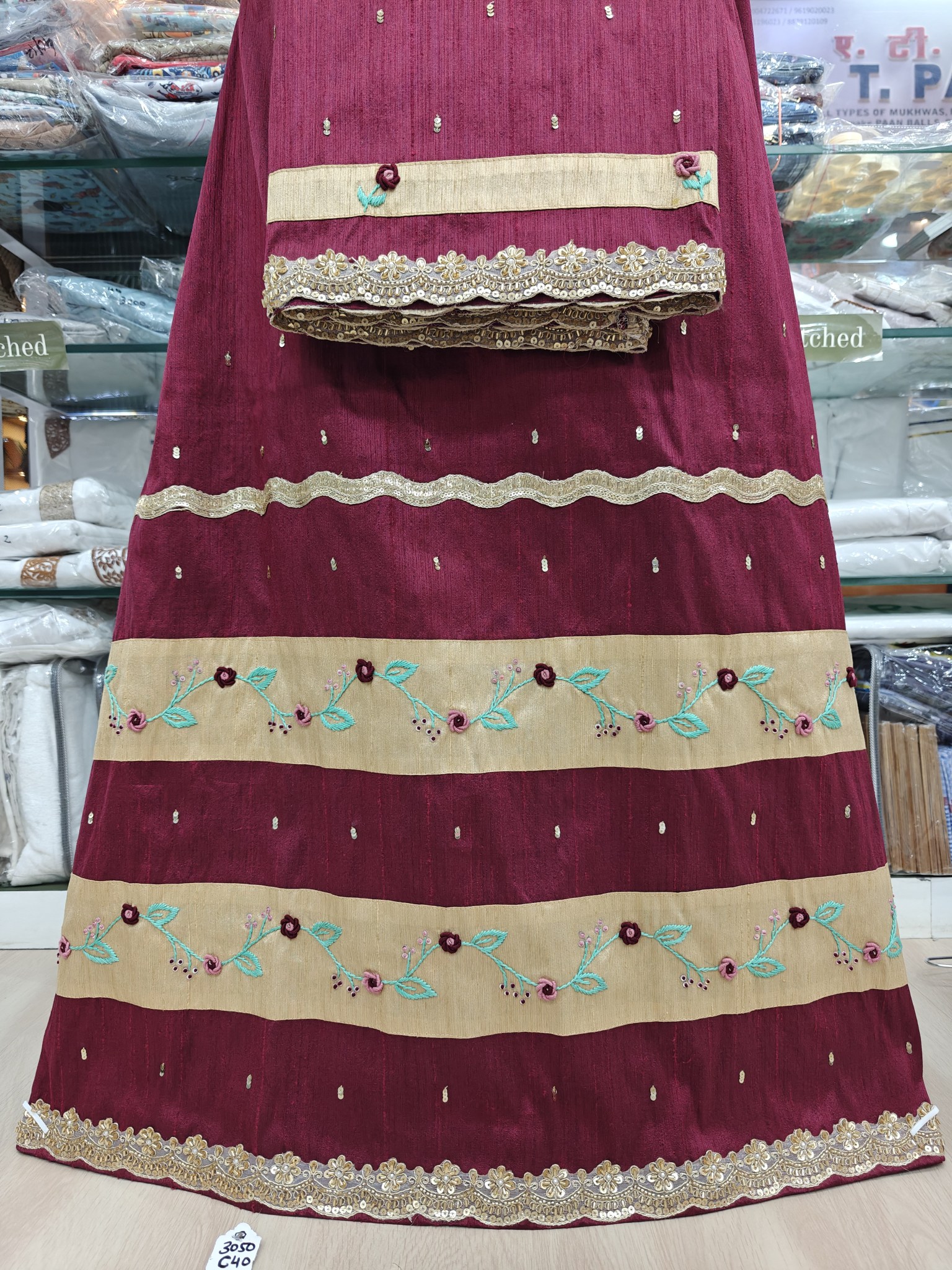  Maroon Rida with allover Hand Work 